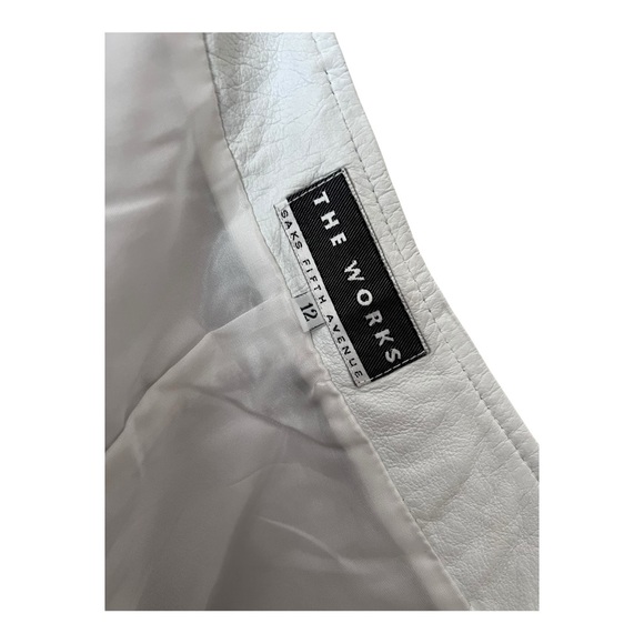The Works Saks Fifth Avenue Vintage 80s Leather White Pencil Skirt Size 12 - Picture 5 of 9